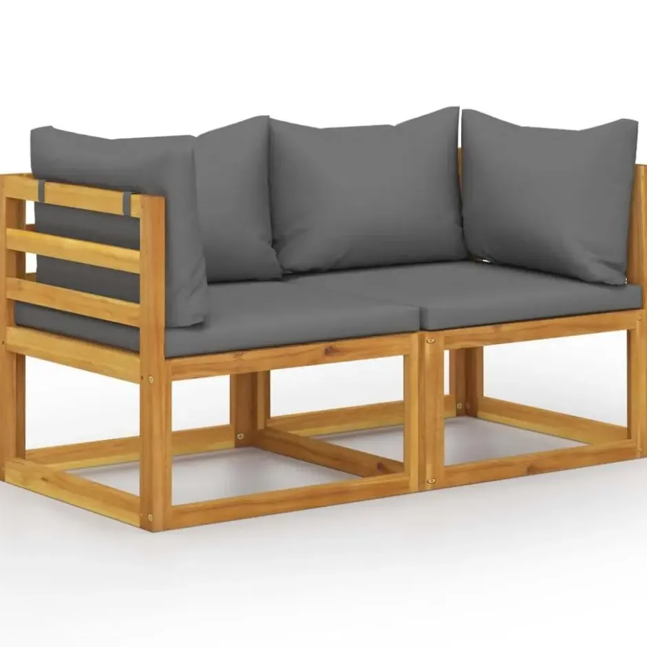 vidaXL - 2-zits Tuinbank met donkergrijze kussens - Acaciahout - 70x70x60 cm