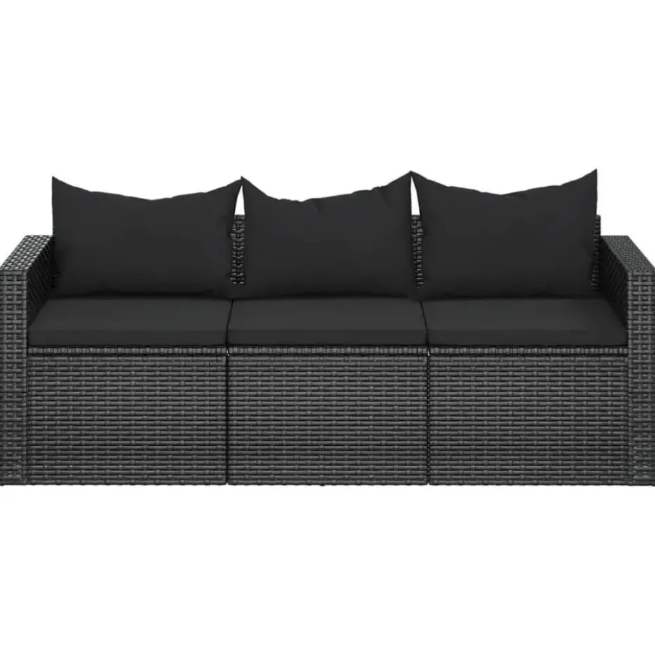 vidaXL - 3-zits Tuinbank - Zwart - Poly rattan
