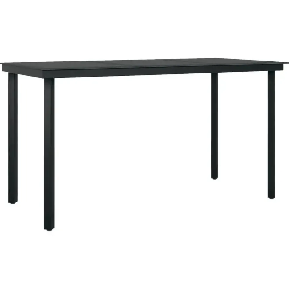 vidaXL - 6-zits Tuinset met wit kussens - Zwart - PE rattan en glas - 140x70 cm