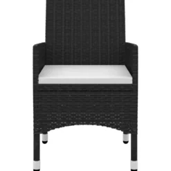 vidaXL - 6-zits Tuinset met wit kussens - Zwart - PE rattan en glas - 140x70 cm