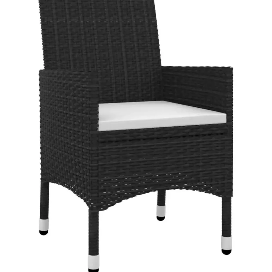 vidaXL - 6-zits Tuinset met wit kussens - Zwart - PE rattan en glas - 140x70 cm