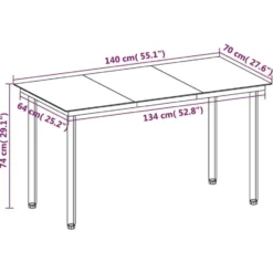 vidaXL - 6-zits Tuinset met wit kussens - Zwart - PE rattan en glas - 140x70 cm