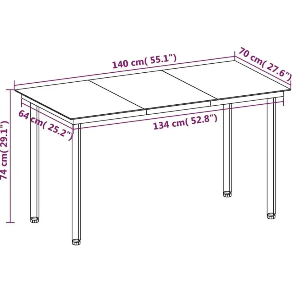 vidaXL - 6-zits Tuinset met wit kussens - Zwart - PE rattan en glas - 140x70 cm