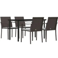vidaXL - 4-zits Tuinset met zitkussens - Bruin - Poly rattan - 140x70 cm