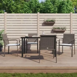 vidaXL - 4-zits Tuinset met zitkussens - Bruin - Poly rattan - 140x70 cm