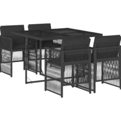vidaXL - 4-zits Tuinset zwart kussens - Zwart - PE rattan en staal - 110x106 cm