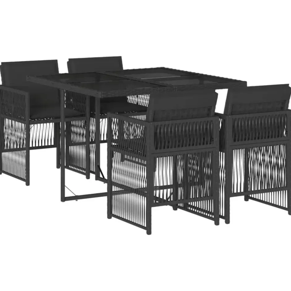 vidaXL - 4-zits Tuinset zwart kussens - Zwart - PE rattan en staal - 110x106 cm