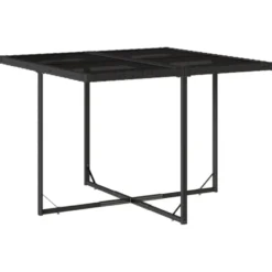 vidaXL - 4-zits Tuinset zwart kussens - Zwart - PE rattan en staal - 110x106 cm