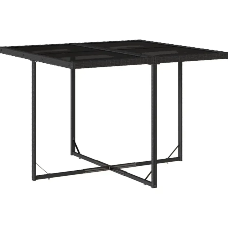 vidaXL - 4-zits Tuinset zwart kussens - Zwart - PE rattan en staal - 110x106 cm