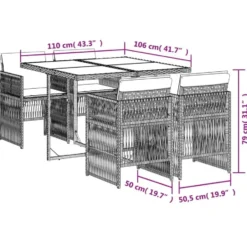 vidaXL - 4-zits Tuinset zwart kussens - Zwart - PE rattan en staal - 110x106 cm