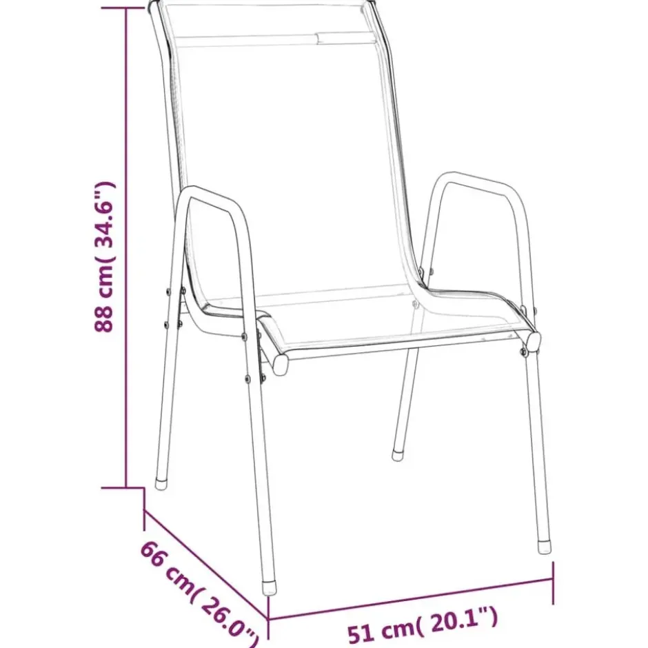 vidaXL - 4-zits Tuinset - Zwart - Textileen en staal - 160x80 cm