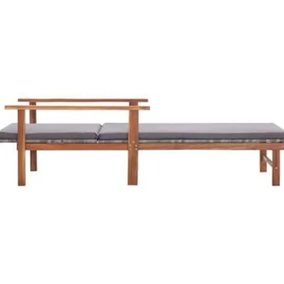 vidaXL - Zonnebed - Grijs - Poly rattan