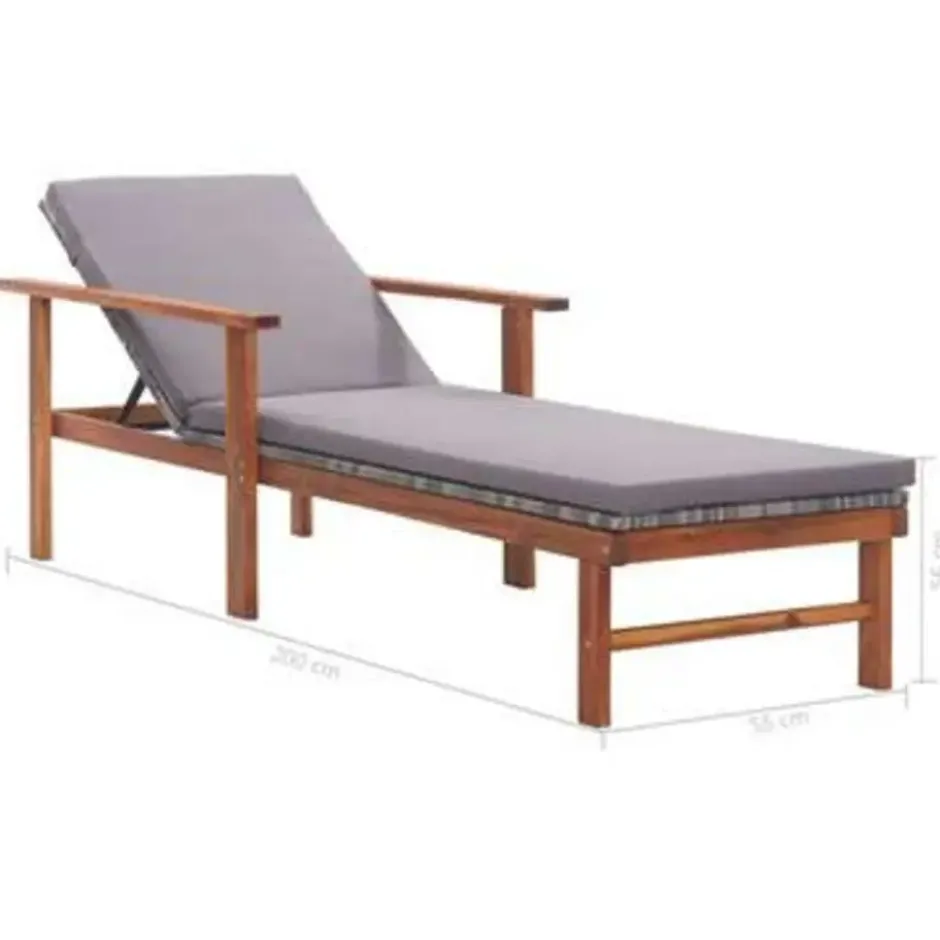 vidaXL - Zonnebed - Grijs - Poly rattan