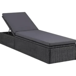 vidaXL - Zonnebed - Zwart - Poly rattan
