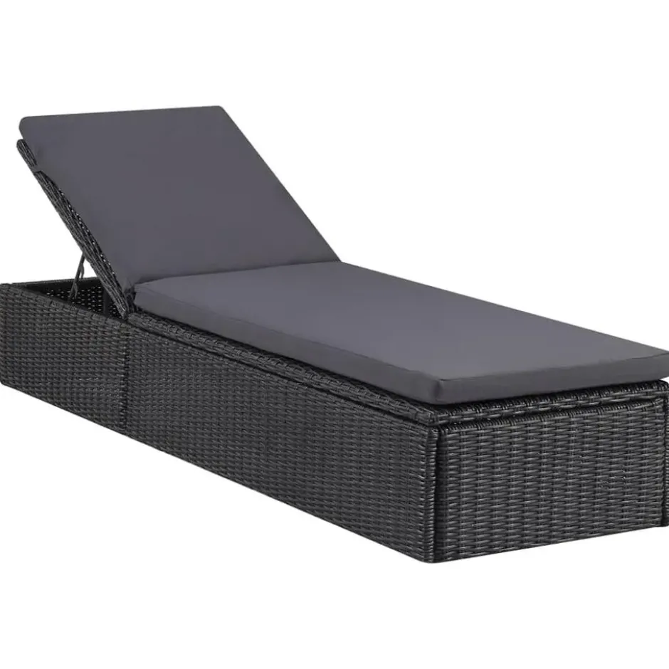 vidaXL - Zonnebed - Zwart - Poly rattan