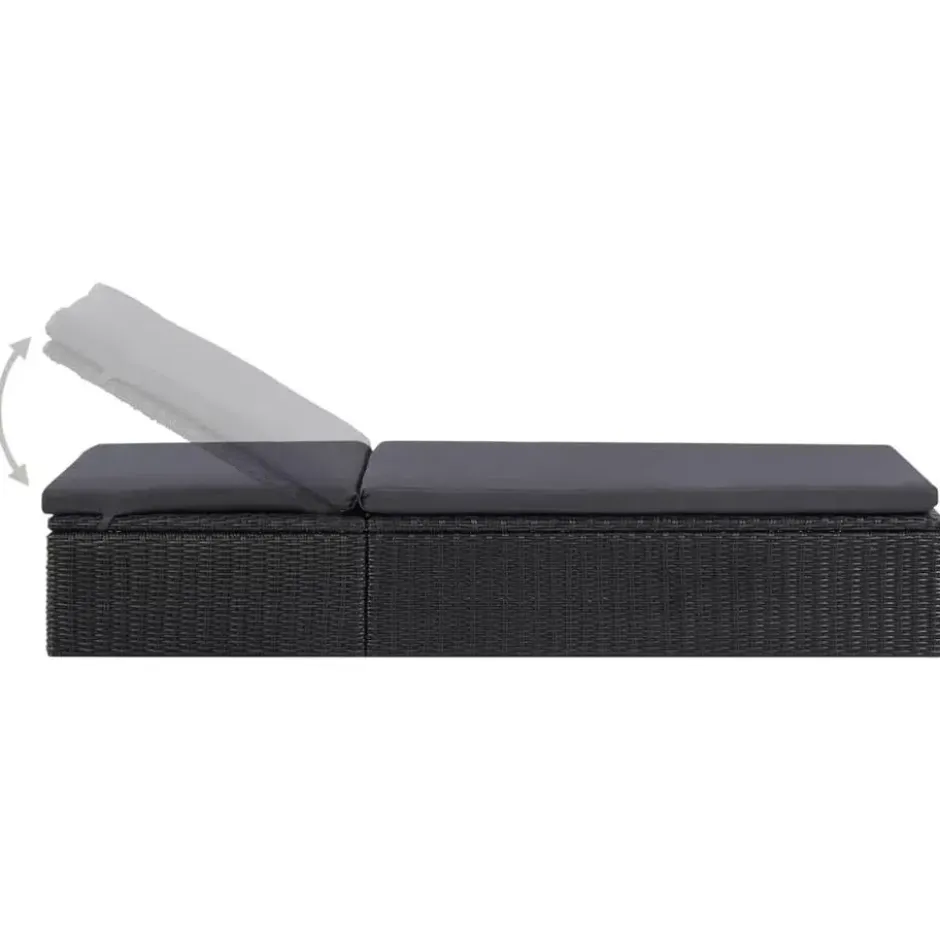 vidaXL - Zonnebed - Zwart - Poly rattan