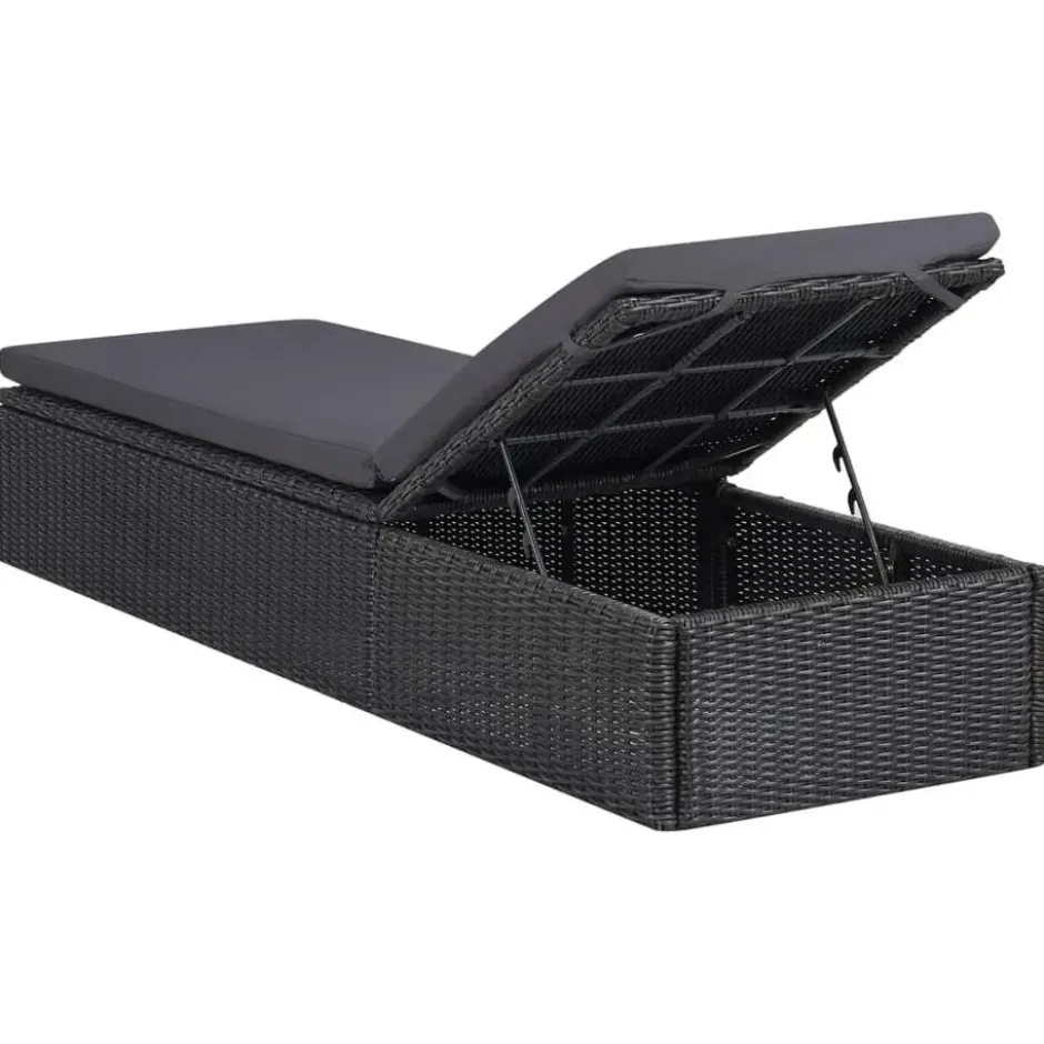 vidaXL - Zonnebed - Zwart - Poly rattan