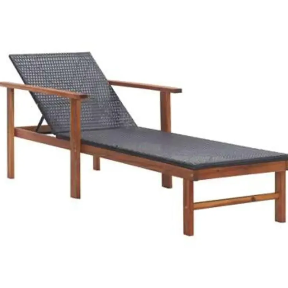 vidaXL - Zonnebed - Zwart - Poly rattan