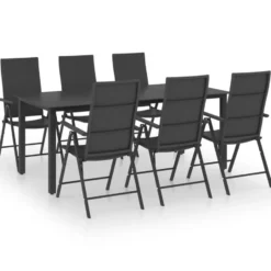 vidaXL - Zwart Tuinset - 6 opklapbare stoelen & 190x90 cm tafel - Poly rattan