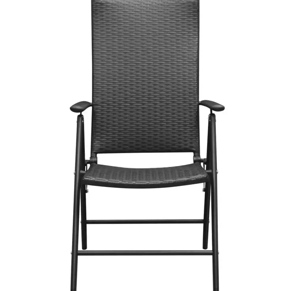 vidaXL - Zwart Tuinset - 6 opklapbare stoelen & 190x90 cm tafel - Poly rattan