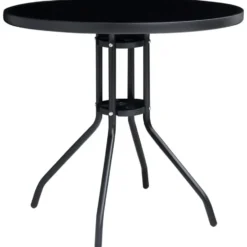 vidaXL - Zwart Tuinset - 4 verstelbaar stoelen - Aluminium - ø 80 cm - 5 stuks
