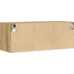 vidaXL - Zwevend LED TV-meubel met 2 vakken - Artisanaal eiken - 80x30x30 cm