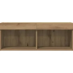 vidaXL - Zwevend LED TV-meubel met 2 vakken - Artisanaal eiken - 80x30x30 cm