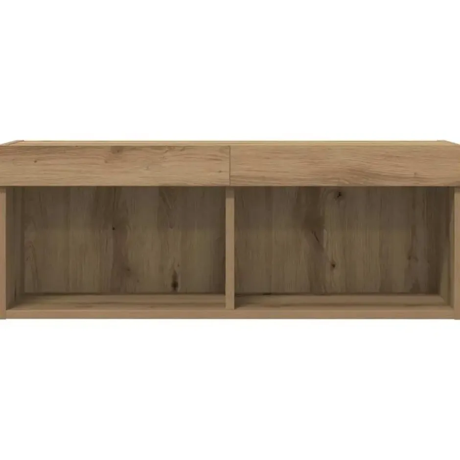 vidaXL - Zwevend LED TV-meubel met 2 vakken - Artisanaal eiken - 80x30x30 cm