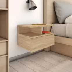 vidaXL - Zwevend Nachtkastje - Bruin - Bewerkt hout - 2 stuks