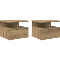 vidaXL - Zwevend Nachtkastjes met lade - Artisan eiken - 40x31x27 cm - 2 stuks