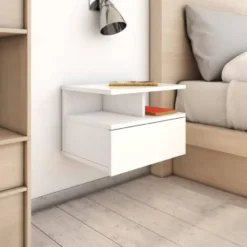 vidaXL - Zwevend Nachtkastje - Wit - Bewerkt hout - 2 stuks
