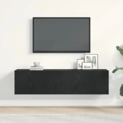 vidaXL - Zwevend TV-meubel met 2 deuren - Zwart eiken - 120x30x30.5 cm