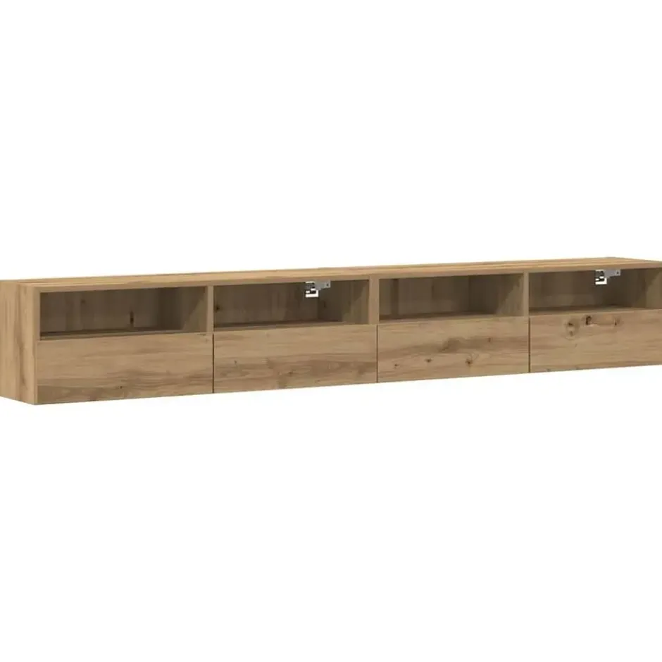 vidaXL - Zwevend TV-meubel met 2 deuren - Zwart eiken - 100x30x30 cm - 2 stuks