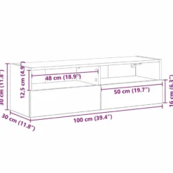 vidaXL - Zwevend TV-meubel met 2 deuren - Zwart eiken - 100x30x30 cm - 2 stuks