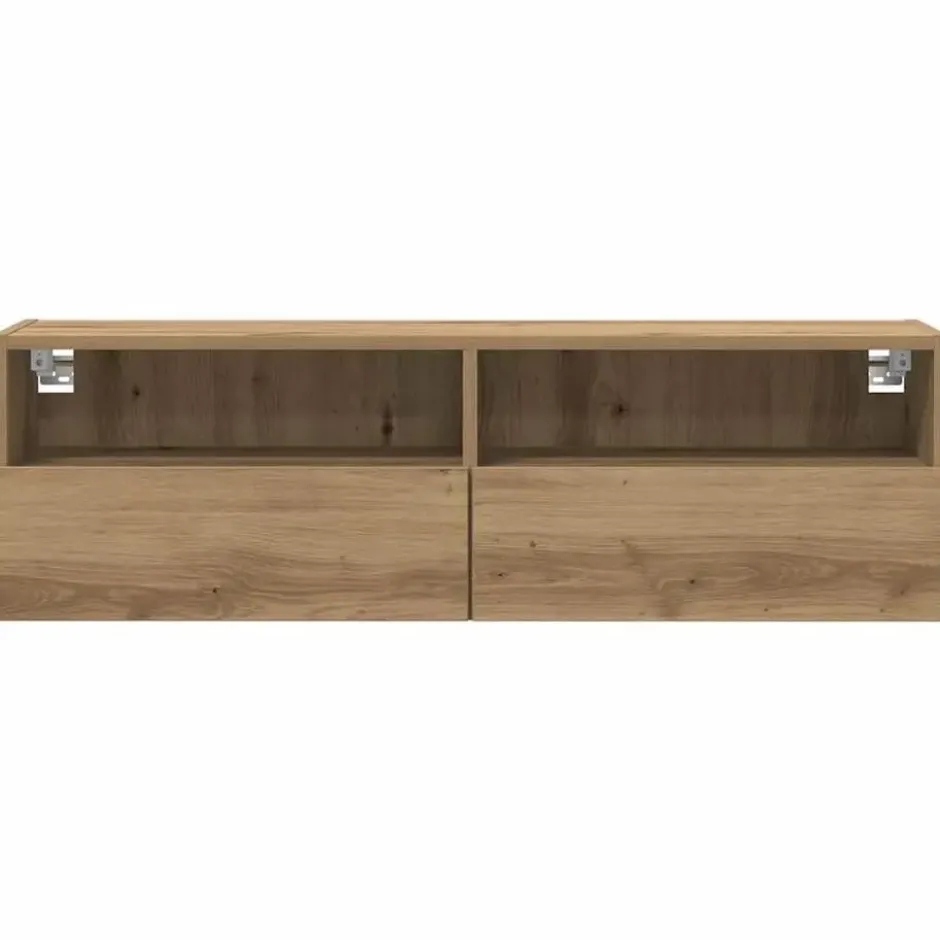 vidaXL - Zwevend TV-meubel met 2 deuren - Zwart eiken - 100x30x30 cm - 2 stuks