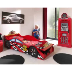 Vipack autobed Race - rood - 48x78x175 cm