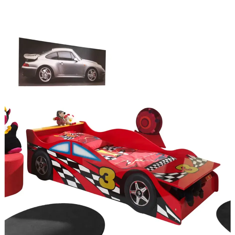 Vipack autobed Race - rood - 48x78x175 cm