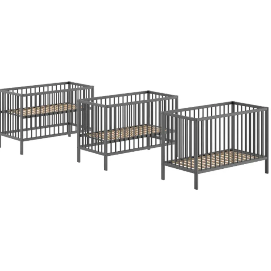 Vipack Babybed Dino - 60 x 120 cm - verstelbaar - antraciet dennenhout