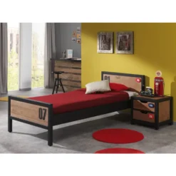Vipack bed Alex (incl. nachtkastje) - bruin/zwart