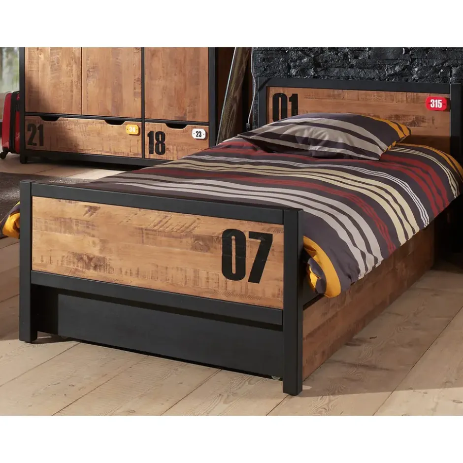 Vipack bed Alex met rolbed/opberglade - bruin/zwart