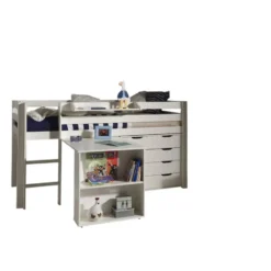 Vipack halfhoogslaper Pino met bureau en ladekast - wit - 114x105,4x209,4 cm