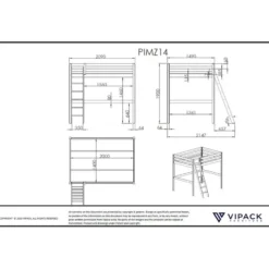 Vipack hoogslaper Pino - wit - 209x215x190 cm