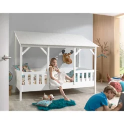 Vipack huisbed met wit dak - wit - 90x200 cm