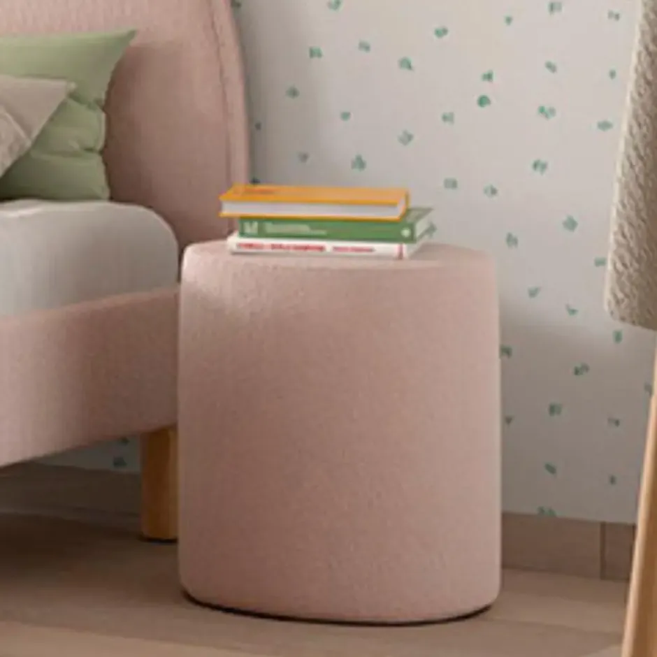 Vipack poef Moon - 41x41 cm - Roze bouclé stof