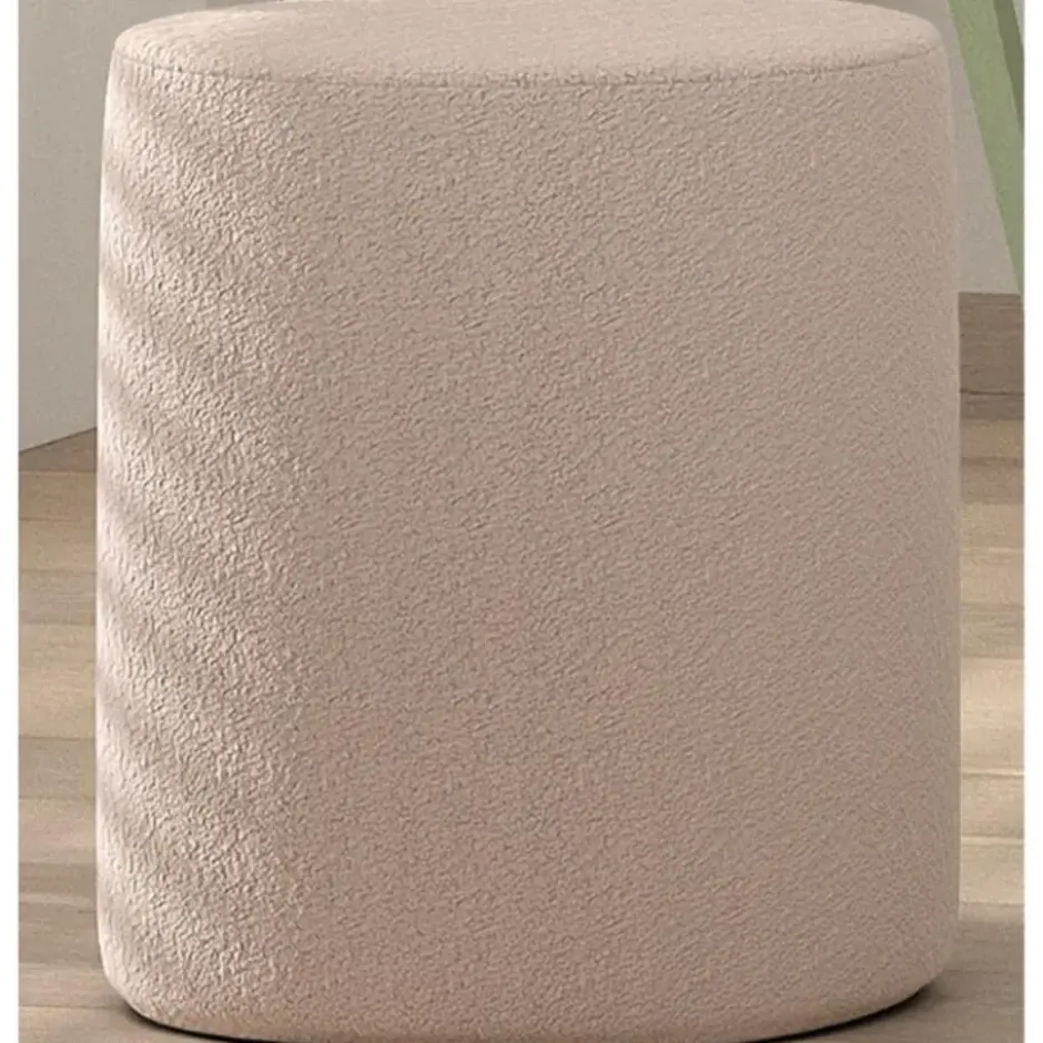 Vipack poef Moon - 41x41 cm - Roze bouclé stof