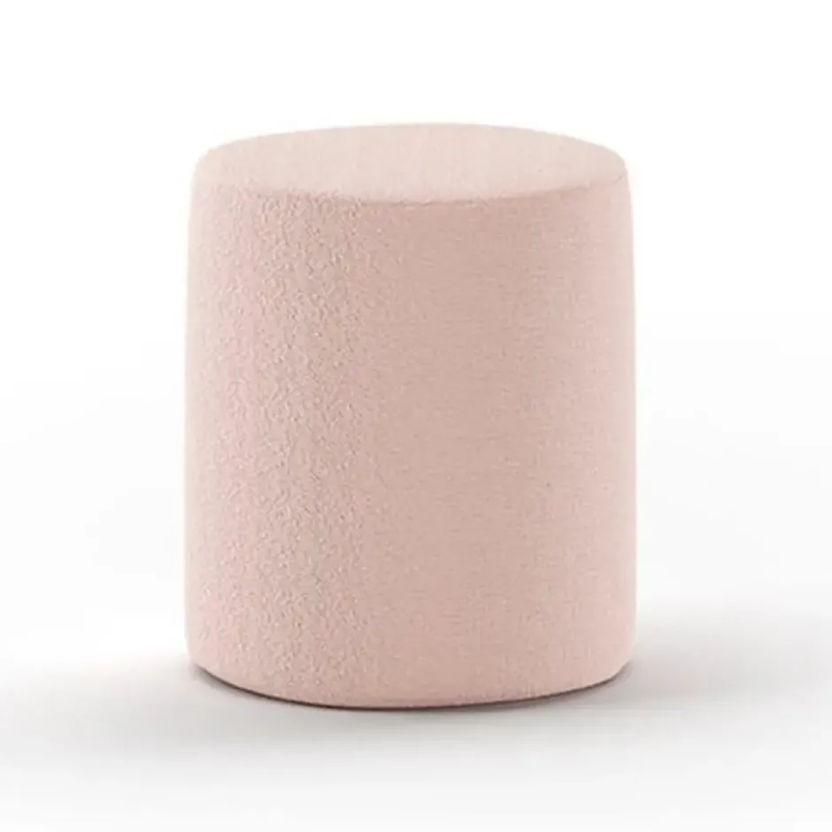 Vipack poef Moon - 41x41 cm - Roze bouclé stof