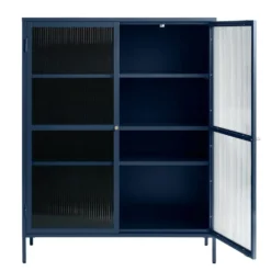 Vitrinekast Blauw - 40x110,9x140cm - Metaal - Kast Bronco