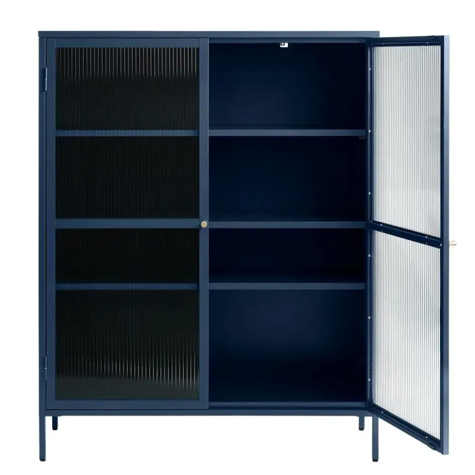 Vitrinekast Blauw - 40x110,9x140cm - Metaal - Kast Bronco