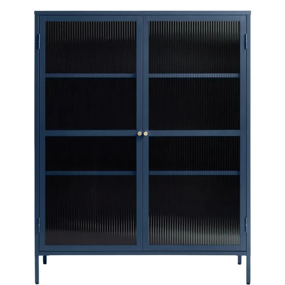 Vitrinekast Blauw - 40x110,9x140cm - Metaal - Kast Bronco