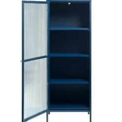 Vitrinekast Blauw - 40x58x160cm - Metaal - Kast Bronco